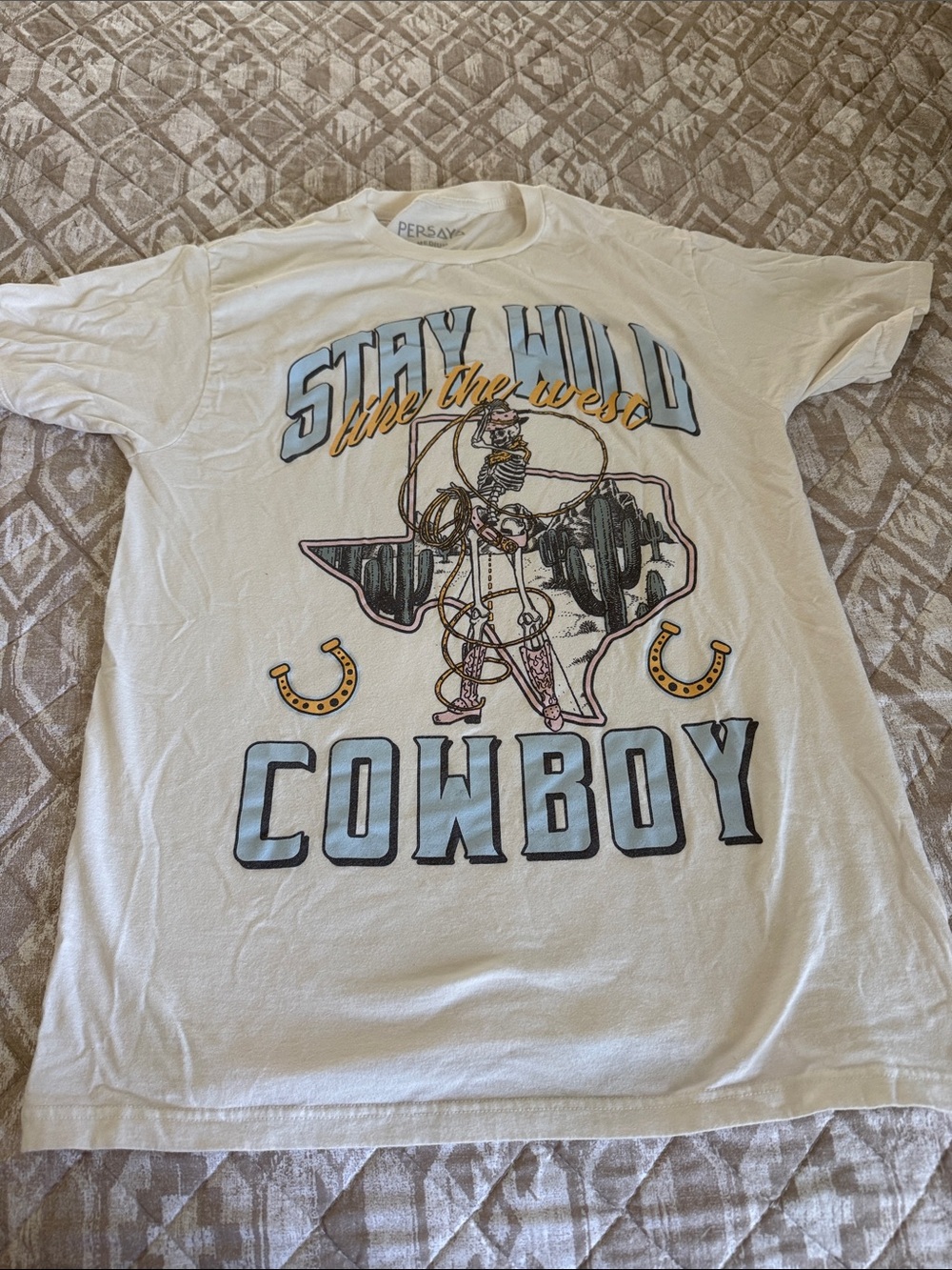 'Stay Wild Cowboy' Graphic Tee - White